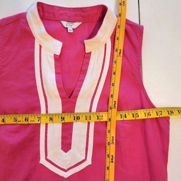 Crown and Ivy Kurta 100% Linen Pink Midi Dress Womens 4 Sleeveless Barbie - Picture 7 of 7